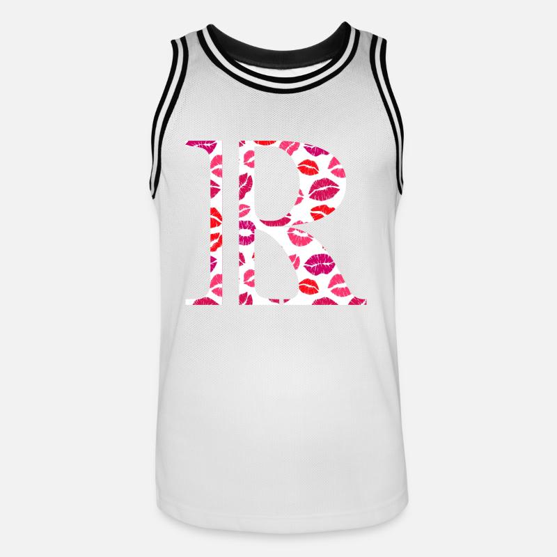 Lettera ai baci - Maglia da basket per uomo - bianco/nero