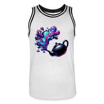 Magical Cosmic Teapot - Men's Basketball Jersey - white/black - Front - AI Model Male 185 dark (185cm)