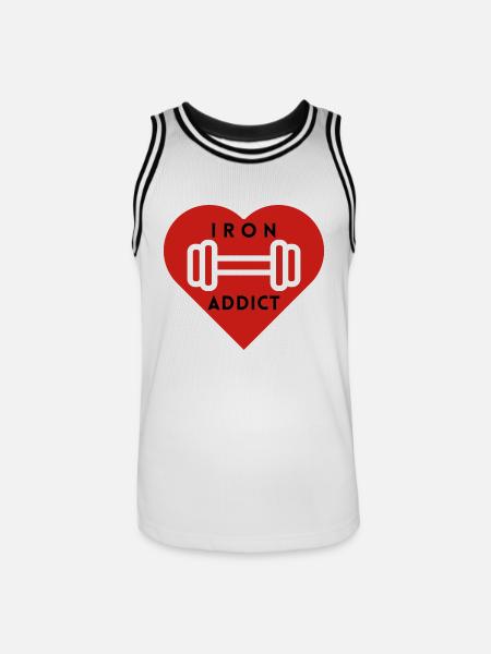 Gym Iron Addict - Men's Basketball Jersey - white/black