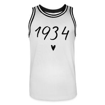 1934 coeur anniversaire - Maillot de basket Homme - blanc/noir - Devant - AI Model Male 185 dark (185cm)