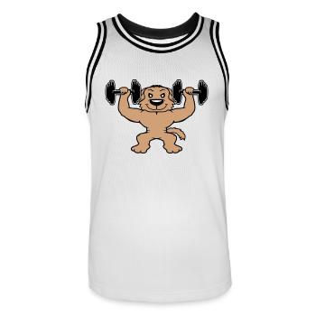 Chien Bodybuilder Muscles forts Gym Haltérophilie - Maillot de basket Homme - blanc/noir - Devant - AI Model Male 185 dark (185cm)