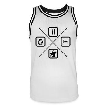 Le cycle de vie d’un cavalier, d’un cavalier, d’une balade - Maillot de basket Homme - blanc/noir - Devant - AI Model Male 185 dark (185cm)