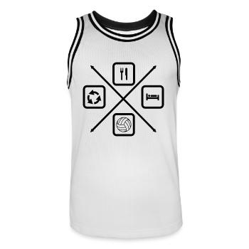 The life cycle of a volleyball player - Men's Basketball Jersey - white/black - Front - AI Model Male 185 dark (185cm)