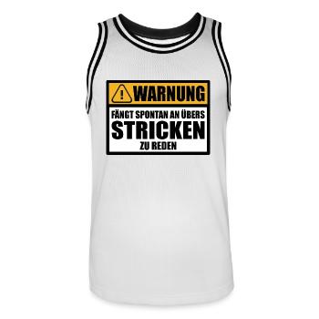 Stricken Wolle Sprüche Lustig witzige mit Humor - Männer Basketball-Trikot - Weiß/Schwarz - Vorne - AI Model Male 185 dark (185cm)