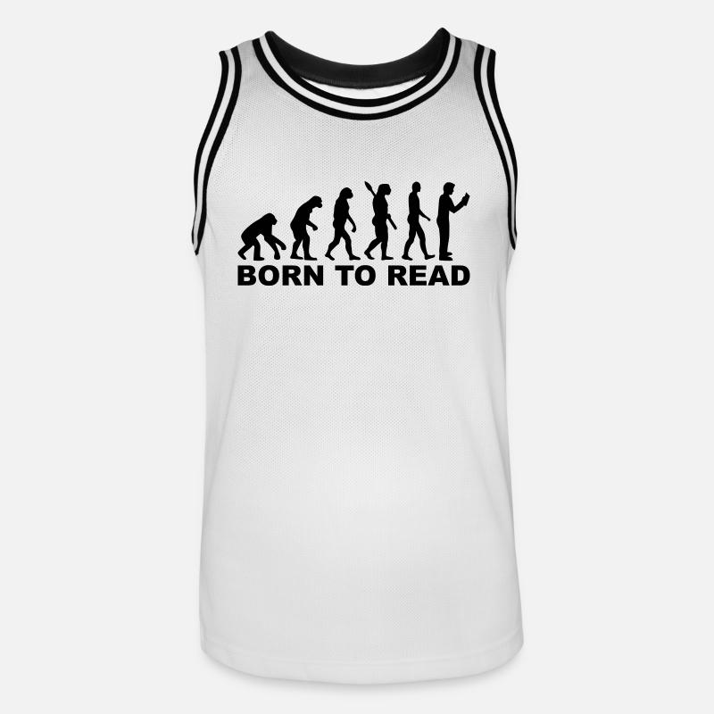 Evolution born to read - Men's Basketball Jersey - white/black