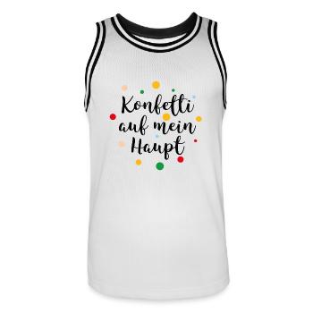 Konfetti auf mein Haupt - Männer Basketball-Trikot - Weiß/Schwarz - Vorne - AI Model Male 185 dark (185cm)