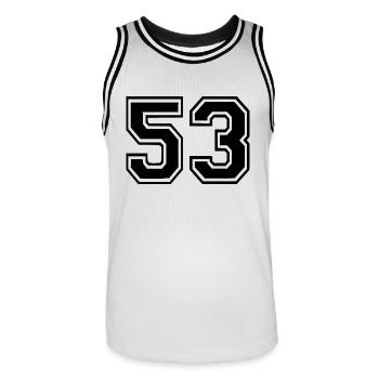 53 - Men's Basketball Jersey - white/black - Front - AI Model Male 185 dark (185cm)