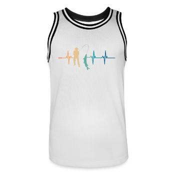 Fisherman's Heartbeat - Men's Basketball Jersey - white/black - Front - AI Model Male 185 dark (185cm)
