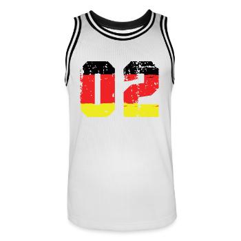 2 Zahl Deutschland Trikot - Männer Basketball-Trikot - Weiß/Schwarz - Vorne - AI Model Male 185 dark (185cm)