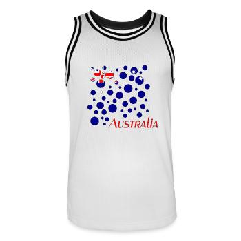 Australia Australien - Männer Basketball-Trikot - Weiß/Schwarz - Vorne - AI Model Male 185 dark (185cm)