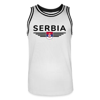 Design Serbie – Fierté et passion - Maillot de basket Homme - blanc/noir - Devant - AI Model Male 185 dark (185cm)