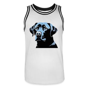 Tête de Labrador Retriever - Chien de compagnie Autocollant - Maillot de basket Homme - blanc/noir - Devant - AI Model Male 185 dark (185cm)