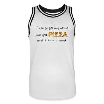 Pizza schreien - Männer Basketball-Trikot - Weiß/Schwarz - Vorne - AI Model Male 185 dark (185cm)