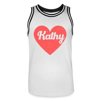 Kathy Name Red Heart Love Fan Retro - Men's Basketball Jersey - white/black - Front - AI Model Male 185 dark (185cm)