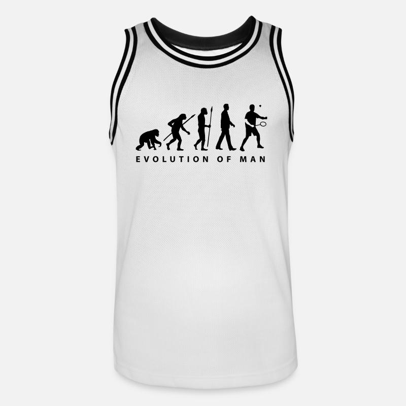 badminton_evolution_02__b_1c - Männer Basketball-Trikot - Weiß/Schwarz