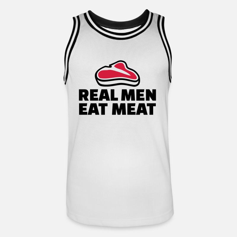 Real men eat meat - Basebollinne herr - vit/svart