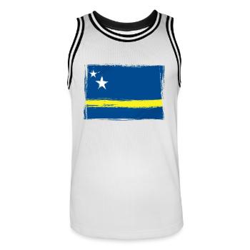 Curacao - Men's Basketball Jersey - white/black - Front - AI Model Male 185 dark (185cm)