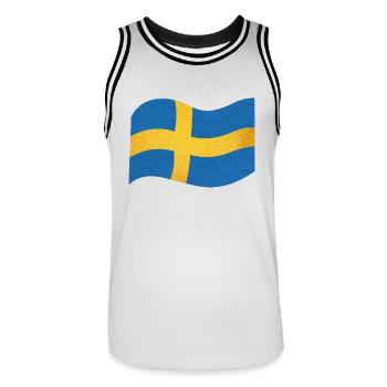 Le drapeau de la Suède Sverige - Maillot de basket Homme - blanc/noir - Devant - AI Model Male 185 dark (185cm)