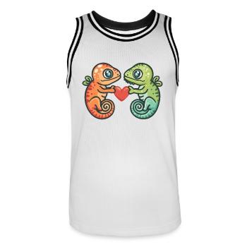 Couple Caméléon Amour Couple Amoureux - Maillot de basket Homme - blanc/noir - Devant - AI Model Male 185 dark (185cm)