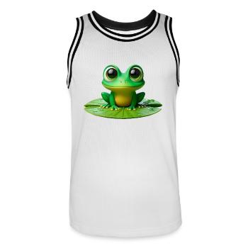 Cute Frog on a Lily Pad - Men's Basketball Jersey - white/black - Front - AI Model Male 185 dark (185cm)