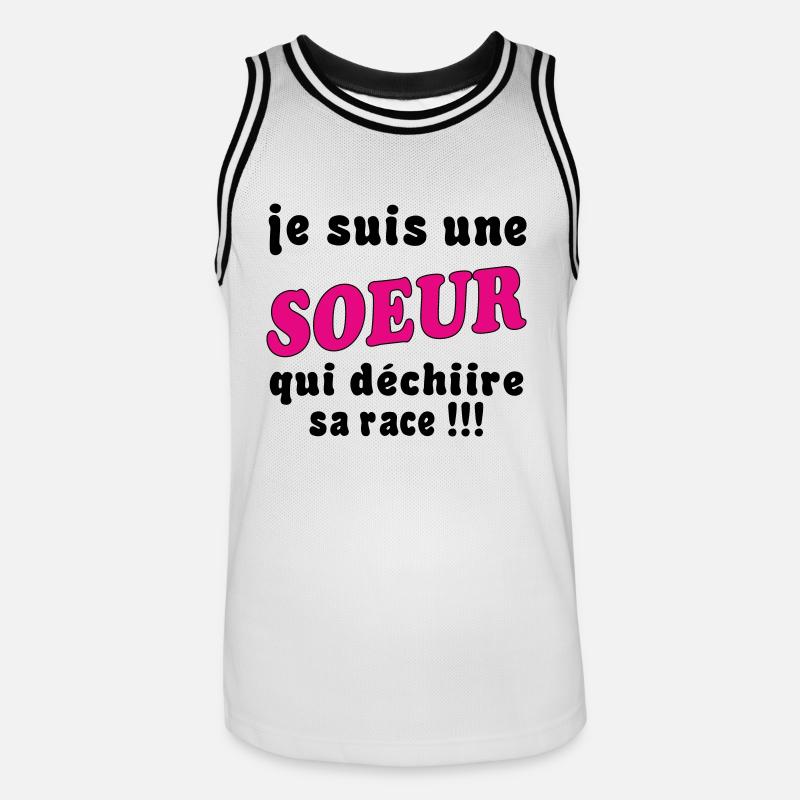 Ich bin eine SCHWESTER... - Männer Basketball-Trikot - Weiß/Schwarz