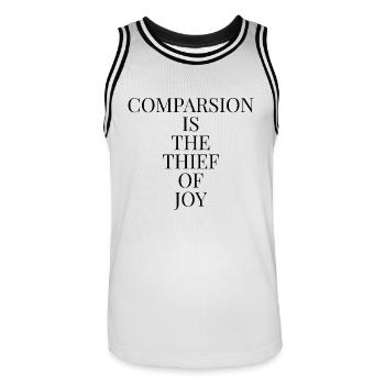 Comparsion Is The Thief Of Joy - Männer Basketball-Trikot - Weiß/Schwarz - Vorne - AI Model Male 185 dark (185cm)