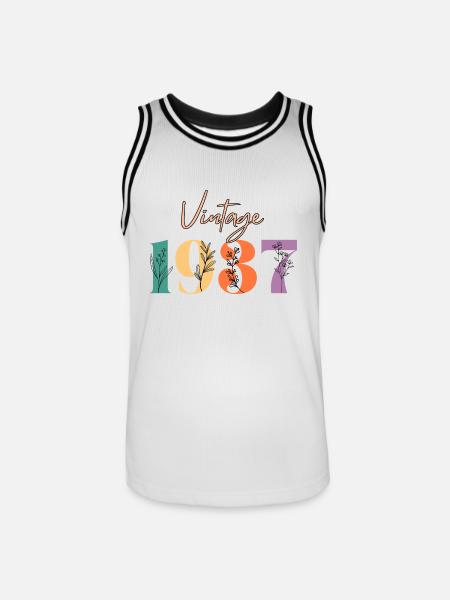 Vintage 1937 florale - Maillot de basket Homme - blanc/noir