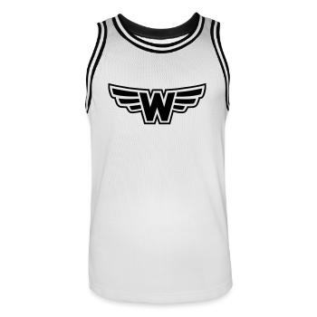 W - Wing - Männer Basketball-Trikot - Weiß/Schwarz - Vorne - AI Model Male 185 dark (185cm)