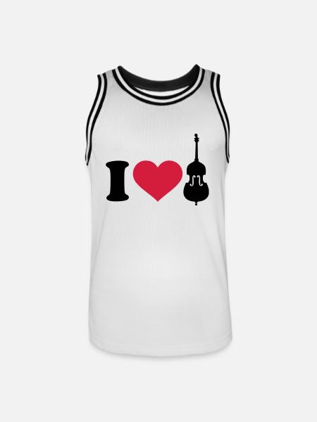 I love Contrabasse - Maillot de basket Homme - blanc/noir