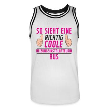Heizungsinstallateurin | | | Heizung - Männer Basketball-Trikot - Weiß/Schwarz - Vorne - AI Model Male 185 dark (185cm)