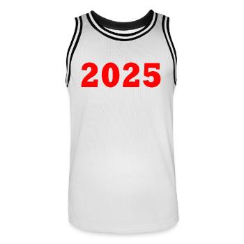 2025 - Männer Basketball-Trikot - Weiß/Schwarz - Vorne - AI Model Male 185 dark (185cm)