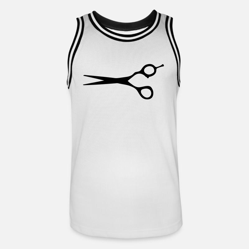ciseaux coiffure coiffeur coiffeuse dessin - Maillot de basket Homme - blanc/noir