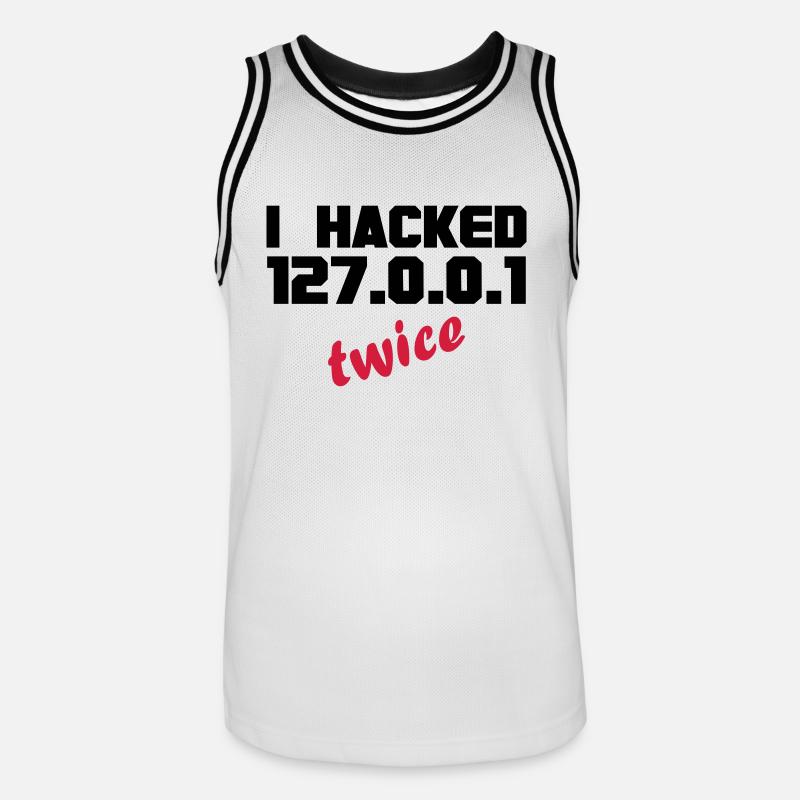 i hacked localhost twice - Männer Basketball-Trikot - Weiß/Schwarz