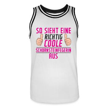 Schornsteinfegerin | Kaminkehrer | Handwerk - Männer Basketball-Trikot - Weiß/Schwarz - Vorne - AI Model Male 185 dark (185cm)