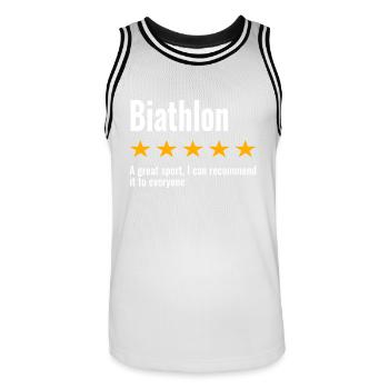 Dicton des sports d’hiver de biathlon - Maillot de basket Homme - blanc/noir - Devant - AI Model Male 185 dark (185cm)