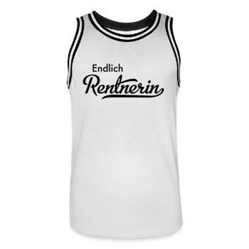RENTNERIN - Männer Basketball-Trikot - Weiß/Schwarz - Vorne - AI Model Male 185 dark (185cm)