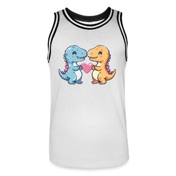 Dinosaurier T-Rex Paar Verliebt Valentinstag - Männer Basketball-Trikot - Weiß/Schwarz - Vorne - AI Model Male 185 dark (185cm)