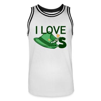 Ich liebe Hüte - Männer Basketball-Trikot - Weiß/Schwarz - Vorne - AI Model Male 185 dark (185cm)