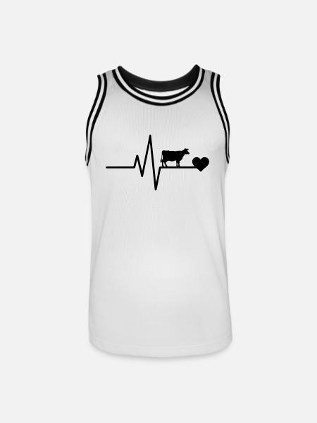 t Kuhbauer Herzschlag - Männer Basketball-Trikot - Weiß/Schwarz