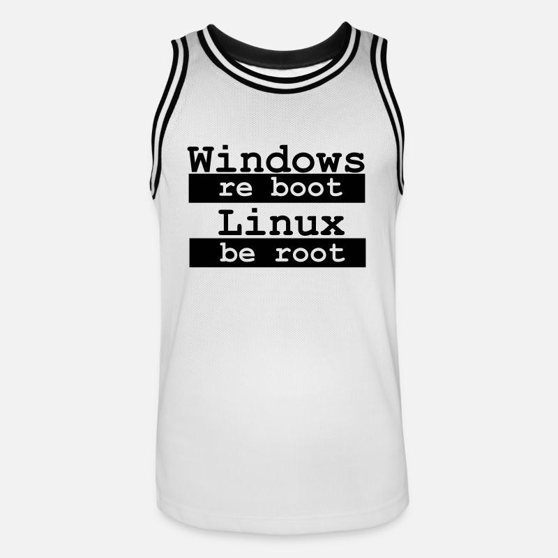 Windows re boot - Linux be root - Men's Basketball Jersey - white/black
