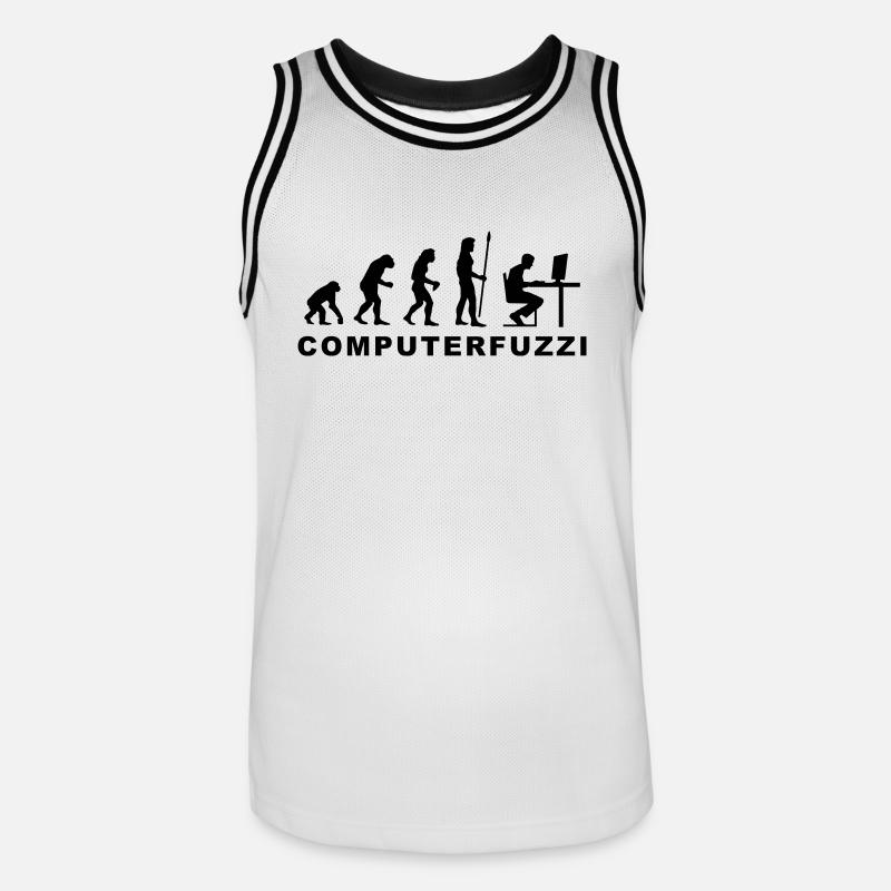 evolution_computerfuzzi - Männer Basketball-Trikot - Weiß/Schwarz