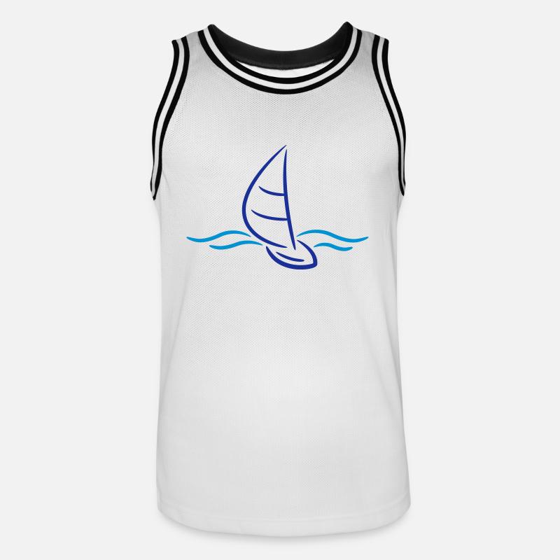 Sailing Boad And Waves Logo - Maillot de basket Homme - blanc/noir