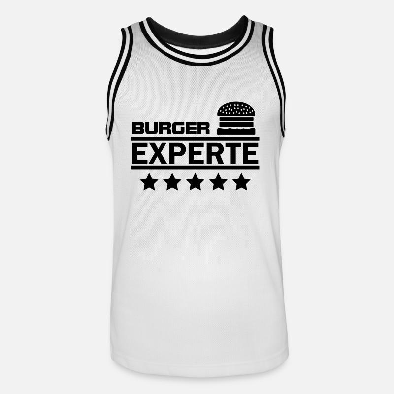 burger experte - Männer Basketball-Trikot - Weiß/Schwarz