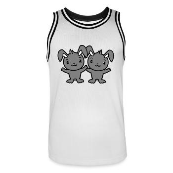 2 Bunnies Friends Team Crew Couple Two Lucky - Men's Basketball Jersey - white/black - Front - AI Model Male 185 dark (185cm)