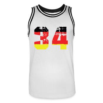 34 Numéro Allemagne Jersey - Maillot de basket Homme - blanc/noir - Devant - AI Model Male 185 dark (185cm)