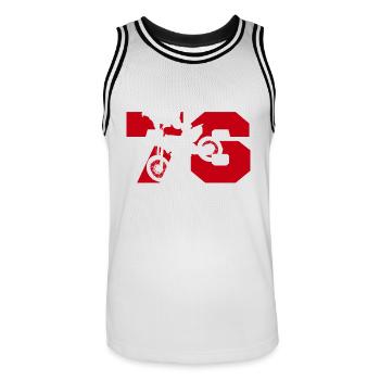 Moto 76 Biker - Männer Basketball-Trikot - Weiß/Schwarz - Vorne - AI Model Male 185 dark (185cm)