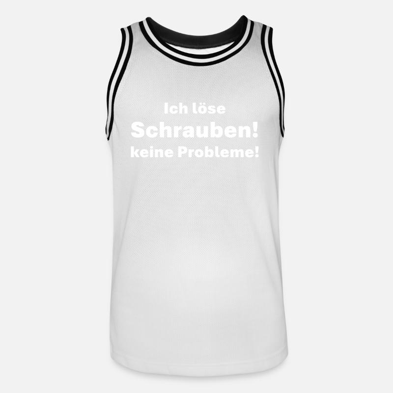I don't solve screws problems - Men's Basketball Jersey - white/black
