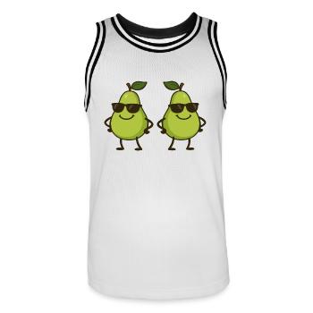 birne comic cool 2 - Männer Basketball-Trikot - Weiß/Schwarz - Vorne - AI Model Male 185 dark (185cm)