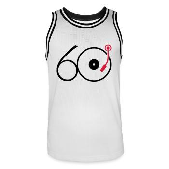 Musique des années 60 - Maillot de basket Homme - blanc/noir - Devant - AI Model Male 185 dark (185cm)