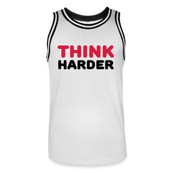 Think harder - Männer Basketball-Trikot - Weiß/Schwarz - Vorne - AI Model Male 185 dark (185cm)